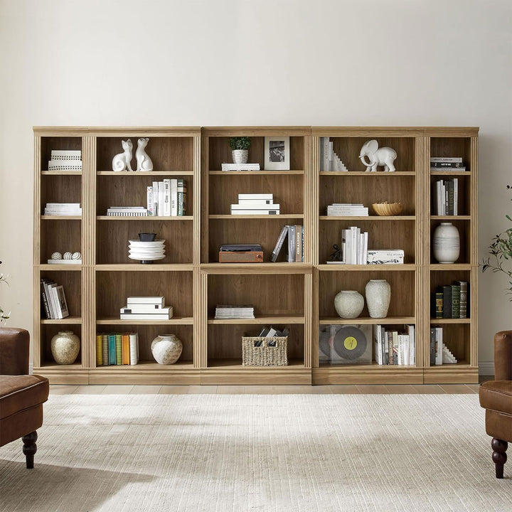 JAHRSTIM Halston Standard Bookcase Adjustable Storage Open Shelving Unit, Oak