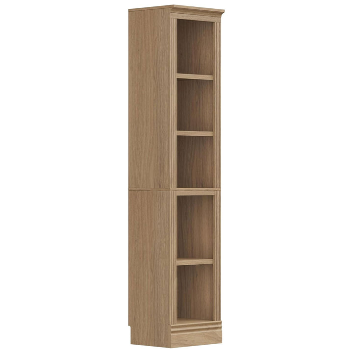 JAHRSTIM Halston Narrow Bookcase, Adjustable Storage Open Shelving Unit, Oak