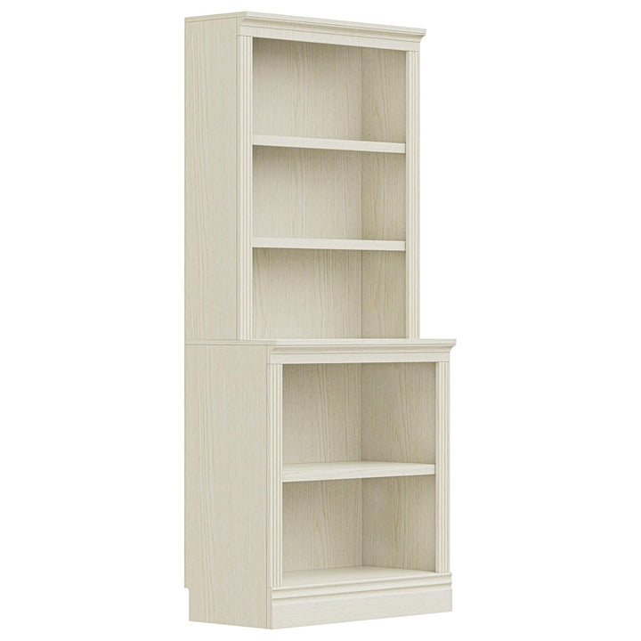 JAHRSTIM Halston Multi-Depth Bookcase, Adjustable Storage Shelving Unit, Cream