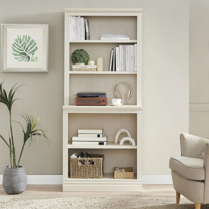 JAHRSTIM Halston Multi-Depth Bookcase, Adjustable Storage Shelving Unit, Cream