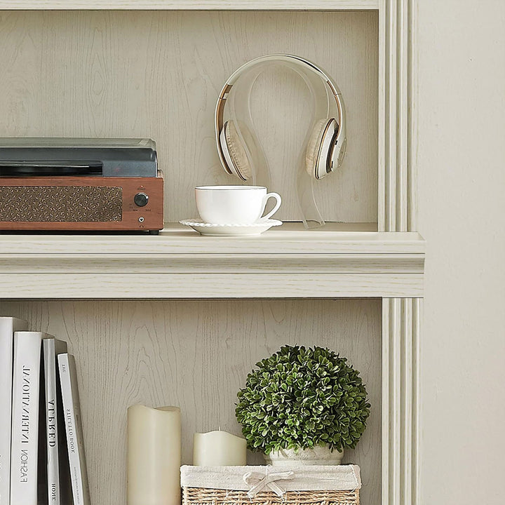 JAHRSTIM Halston Multi-Depth Bookcase, Adjustable Storage Shelving Unit, Cream