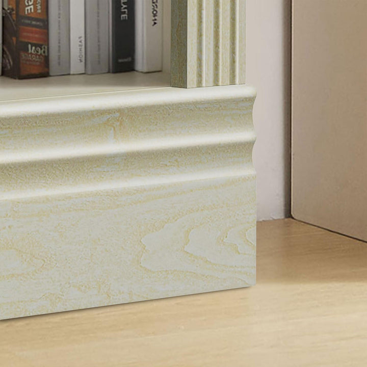JAHRSTIM Halston Multi-Depth Bookcase, Adjustable Storage Shelving Unit, Cream