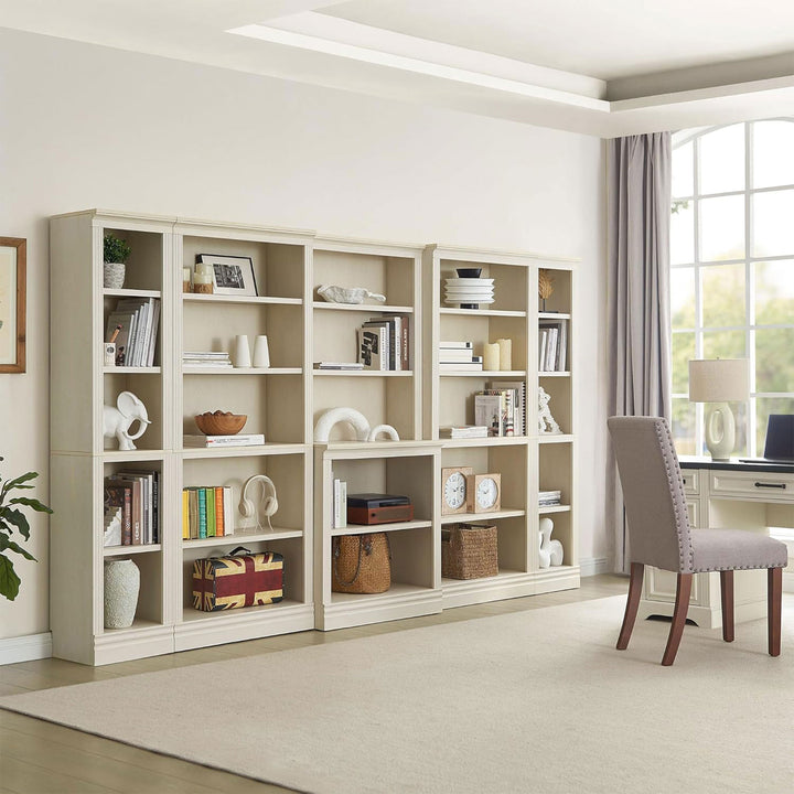 JAHRSTIM Halston Multi-Depth Bookcase, Adjustable Storage Shelving Unit, Cream