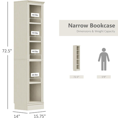 VAUXHILL & CO Halston Narrow Bookcase Adjustable Storage Shelving Unit(Open Box) - VMInnovations