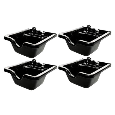 PureSana Chromium 4 Pack Plastic Salon Bowls Square Sink Tubs for Washing, Black - VMInnovations