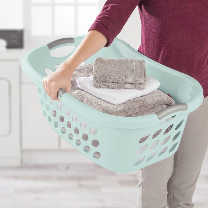Sterilite 6 Pack Plastic Laundry Basket Ultra HipHold 1.25 Bu Contour Rim, Mint