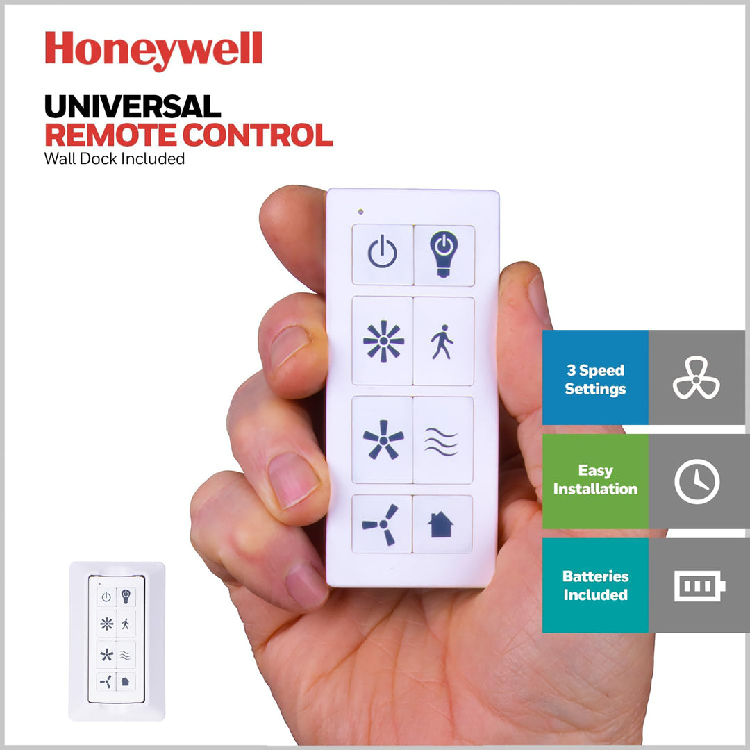 Honeywell Eamon Ceiling Fan, Quiet Motor and Remote Control, 52", Brushed Nickel