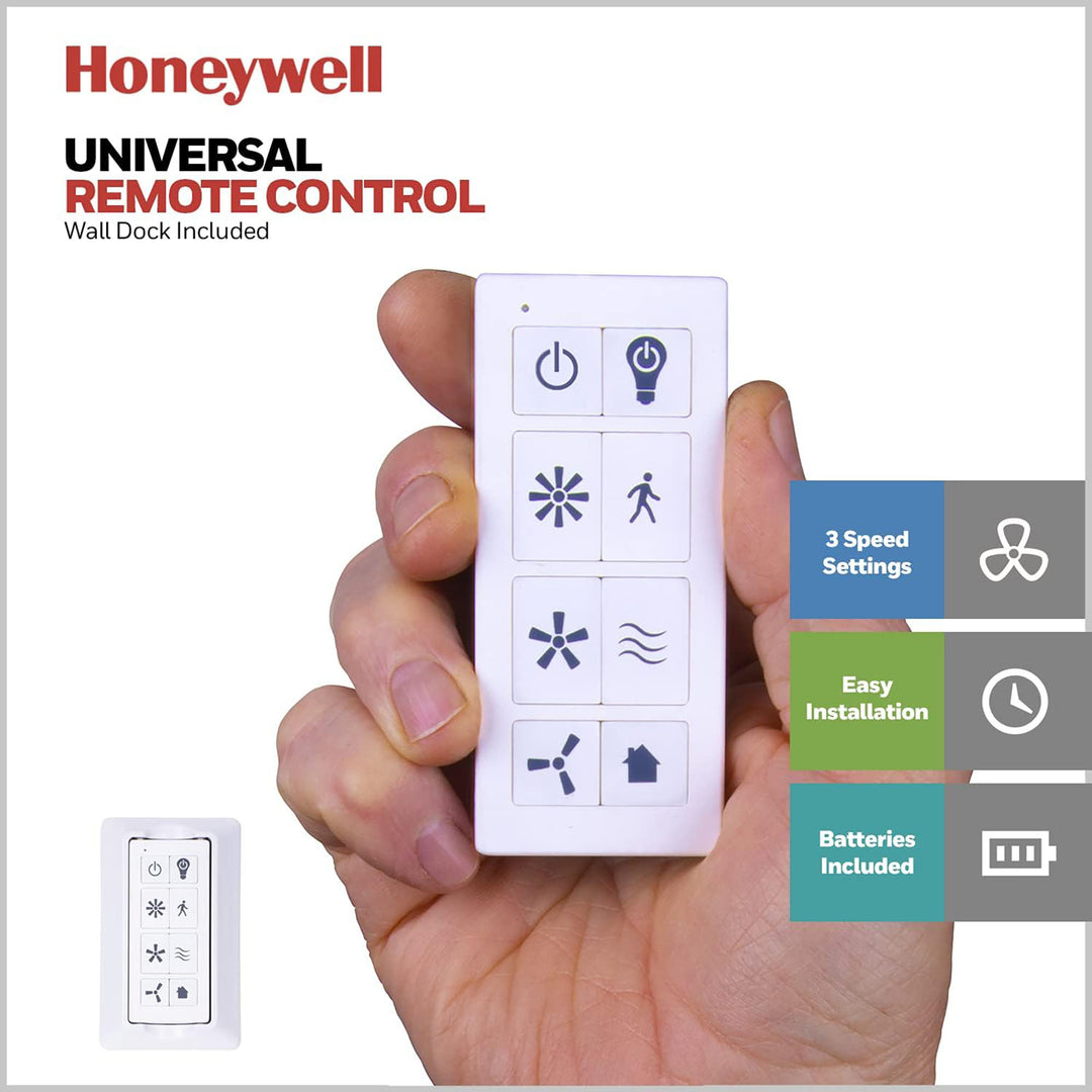 Honeywell Carnegie Ceiling Fan, Quiet Motor & Remote Control, 52", Blk(Open Box)