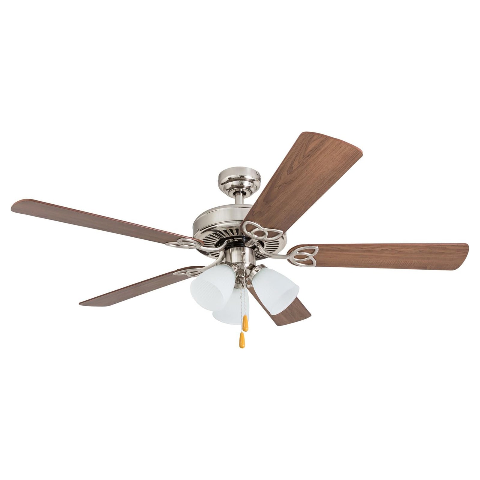 Portage Bay 52" Stannor Ceiling Fan Indoor Light Kit w/ 3 Bulbs, Brushed Nickel - VMInnovations