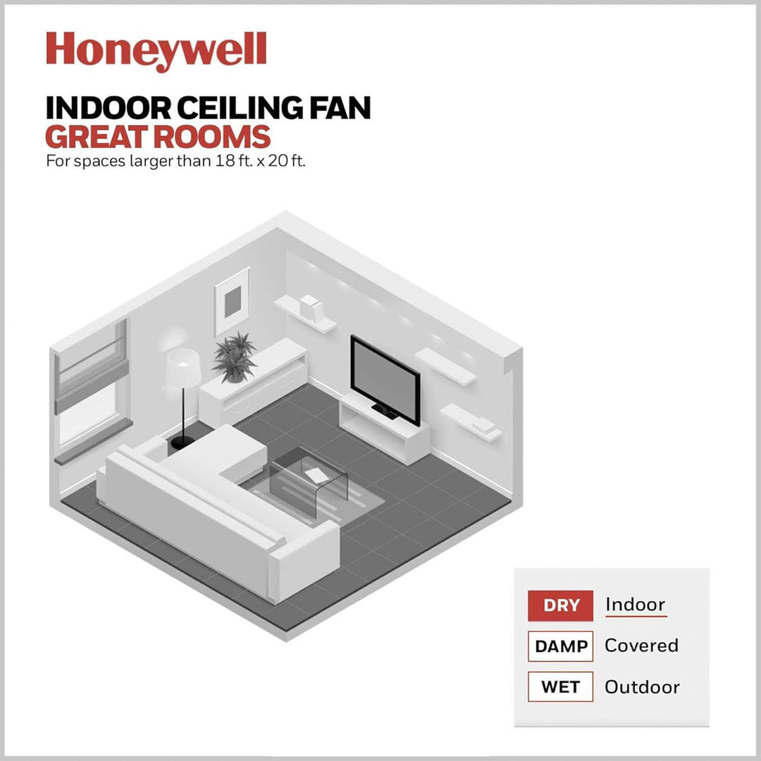 Honeywell Kaliza Ceiling Fan with Quiet Motor and Remote Control, 56" (Open Box)