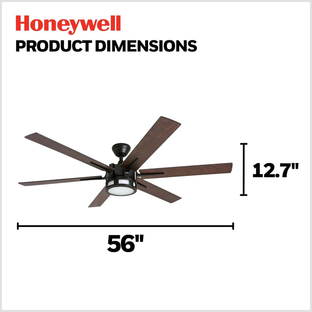 Honeywell Kaliza Ceiling Fan Quiet Motor and Remote Control, 56", Bronze (Used)