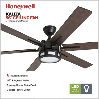 Honeywell Kaliza Ceiling Fan with Quiet Motor and Remote Control, 56"(For Parts)