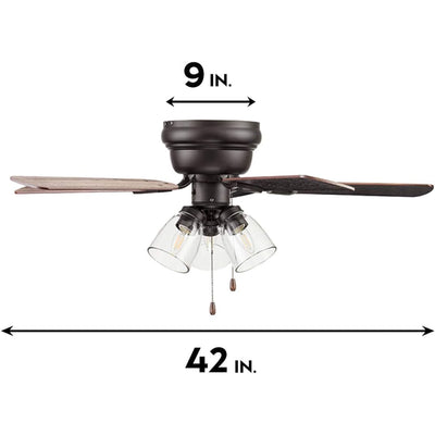 Portage Bay Ceiling Fan with 5 Reversible Blades and Motor, 42" Bronze(Open Box) - VMInnovations