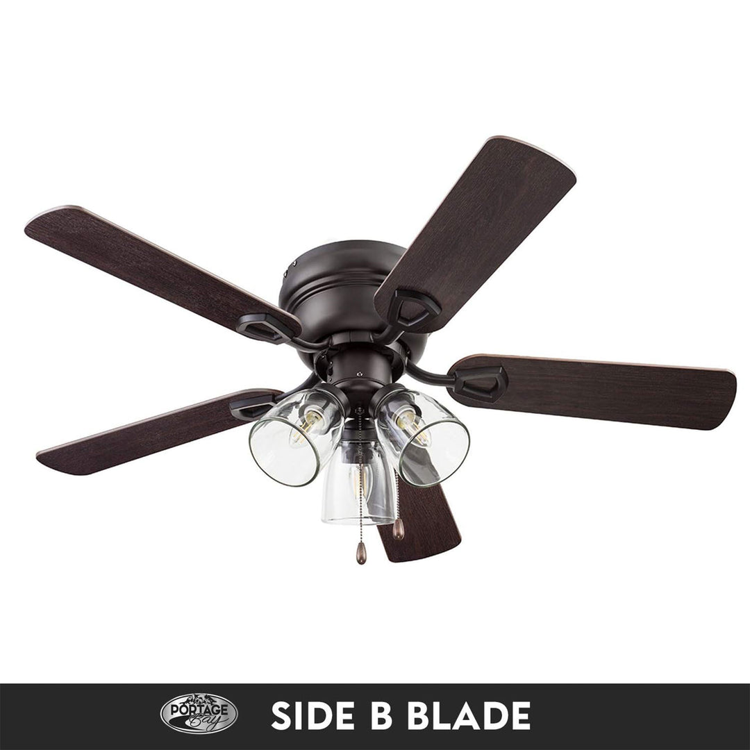 Portage Bay Renton Ceiling Fan with 5 Reversible Blades and Motor, 42", Bronze - VMInnovations