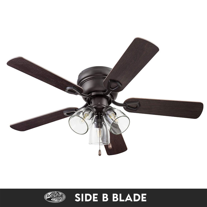 Portage Bay Renton Ceiling Fan with 5 Reversible Blades and Motor, 42", Bronze - VMInnovations