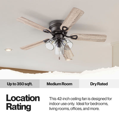 Portage Bay Renton Ceiling Fan with 5 Reversible Blades and Motor, 42", Bronze - VMInnovations