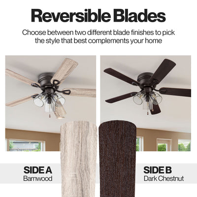 Portage Bay Renton Ceiling Fan with 5 Reversible Blades and Motor, 42", Bronze - VMInnovations