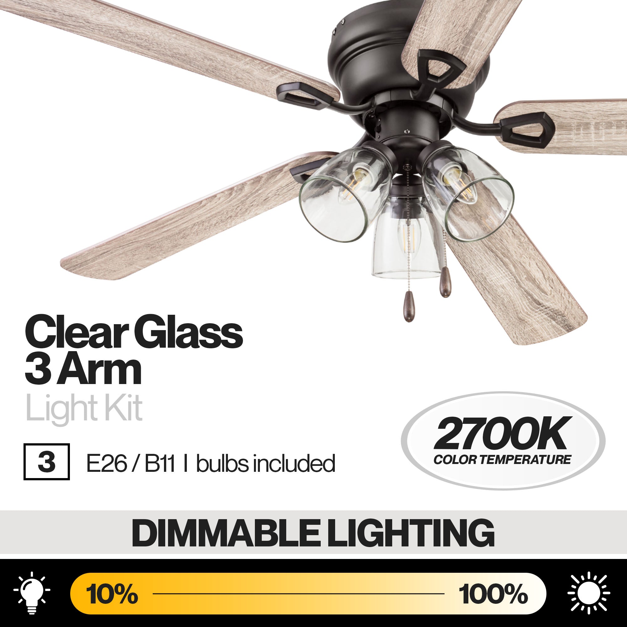 Portage Bay Renton Ceiling Fan with 5 Reversible Blades and Motor, 42", Bronze - VMInnovations
