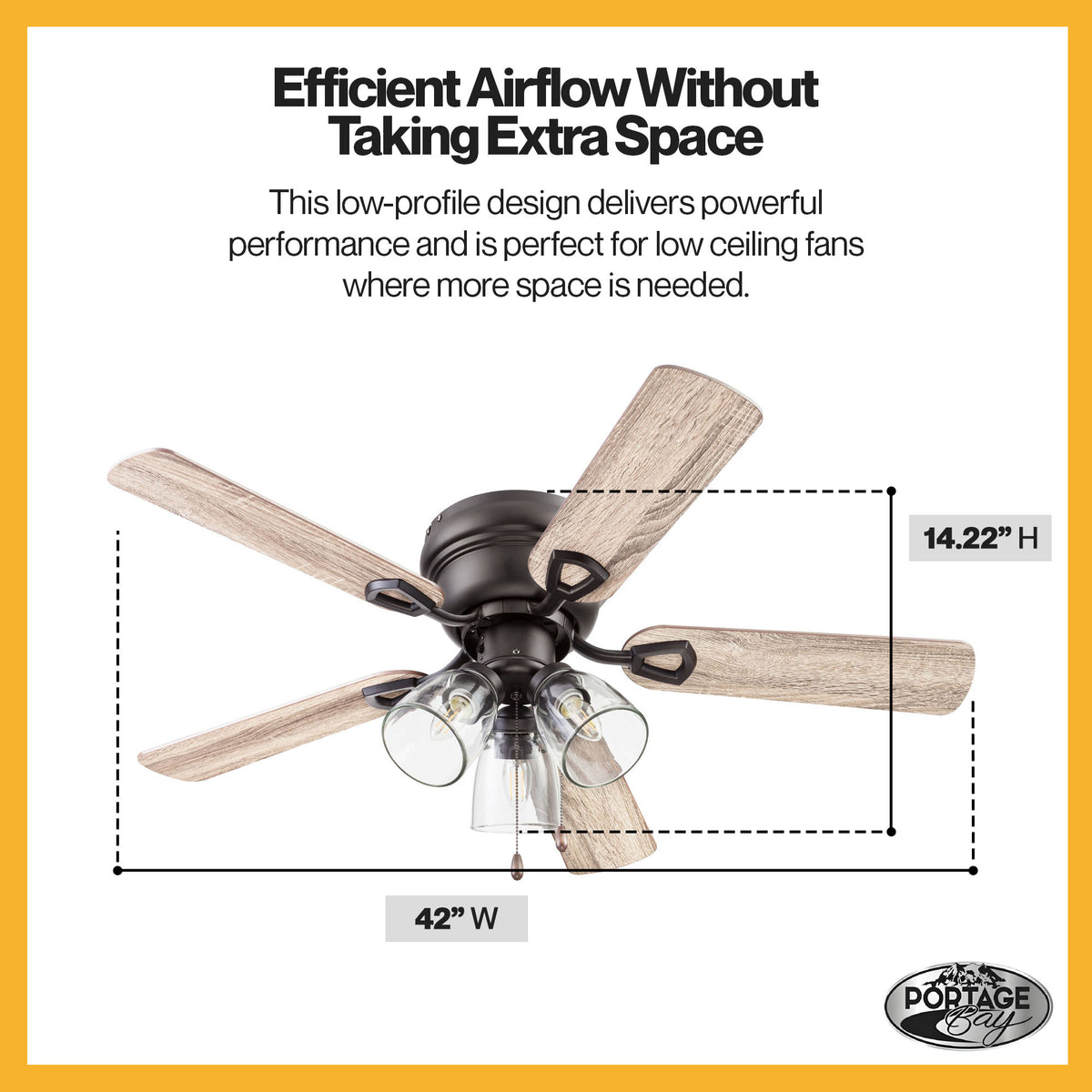 Portage Bay Ceiling Fan with 5 Reversible Blades and Motor, 42" Bronze(Open Box) - VMInnovations