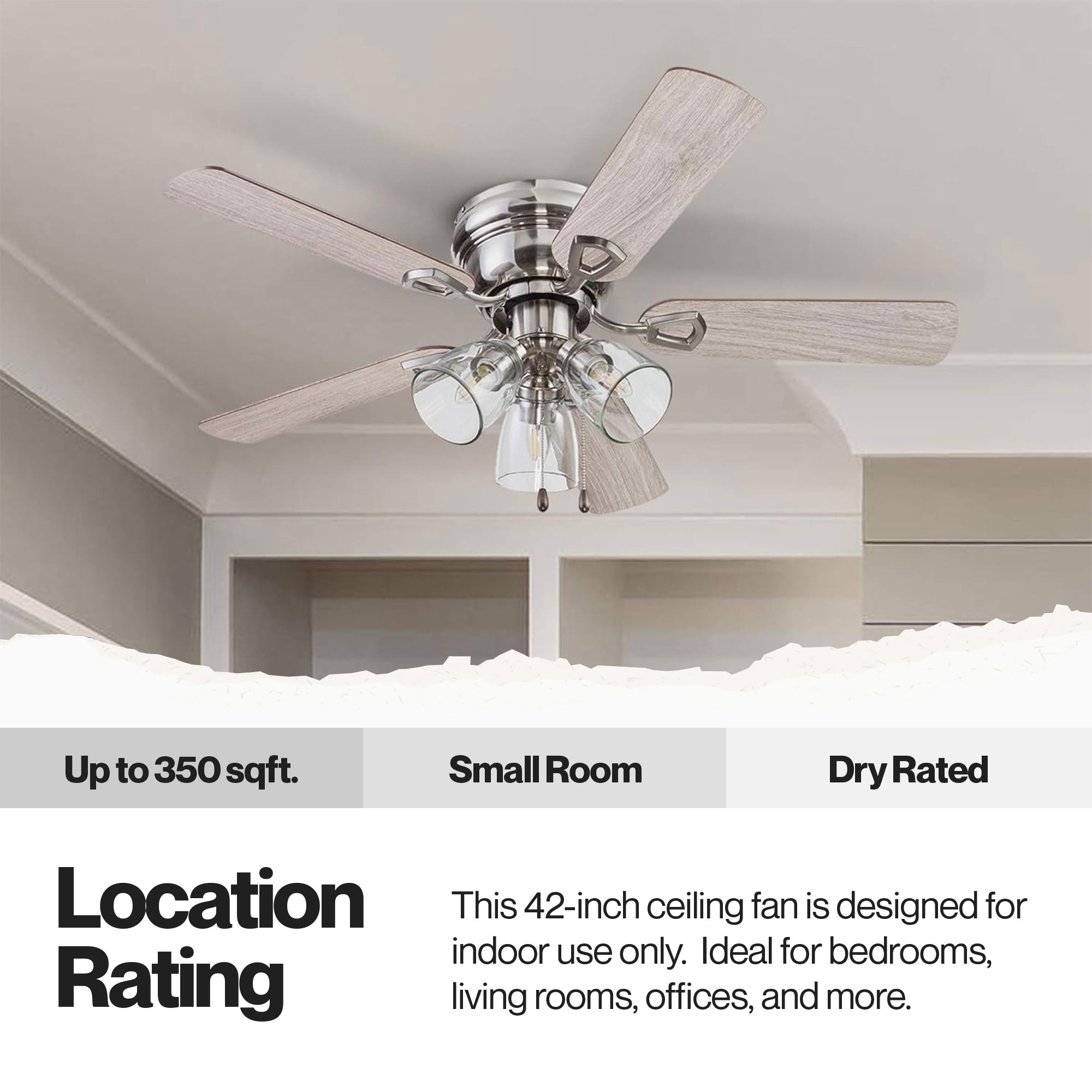 Portage Bay Renton Ceiling Fan, Quiet Reversible Motor, 42 Inches(Open Box) - VMInnovations