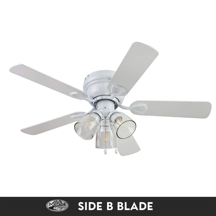 Portage Bay Renton Ceiling Fan with 5 Reversible Blades & Motor, 42", White - VMInnovations