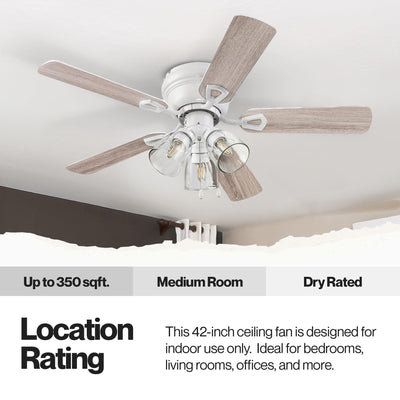 Portage Bay Renton Ceiling Fan with 5 Reversible Blades & Motor, 42", White - VMInnovations