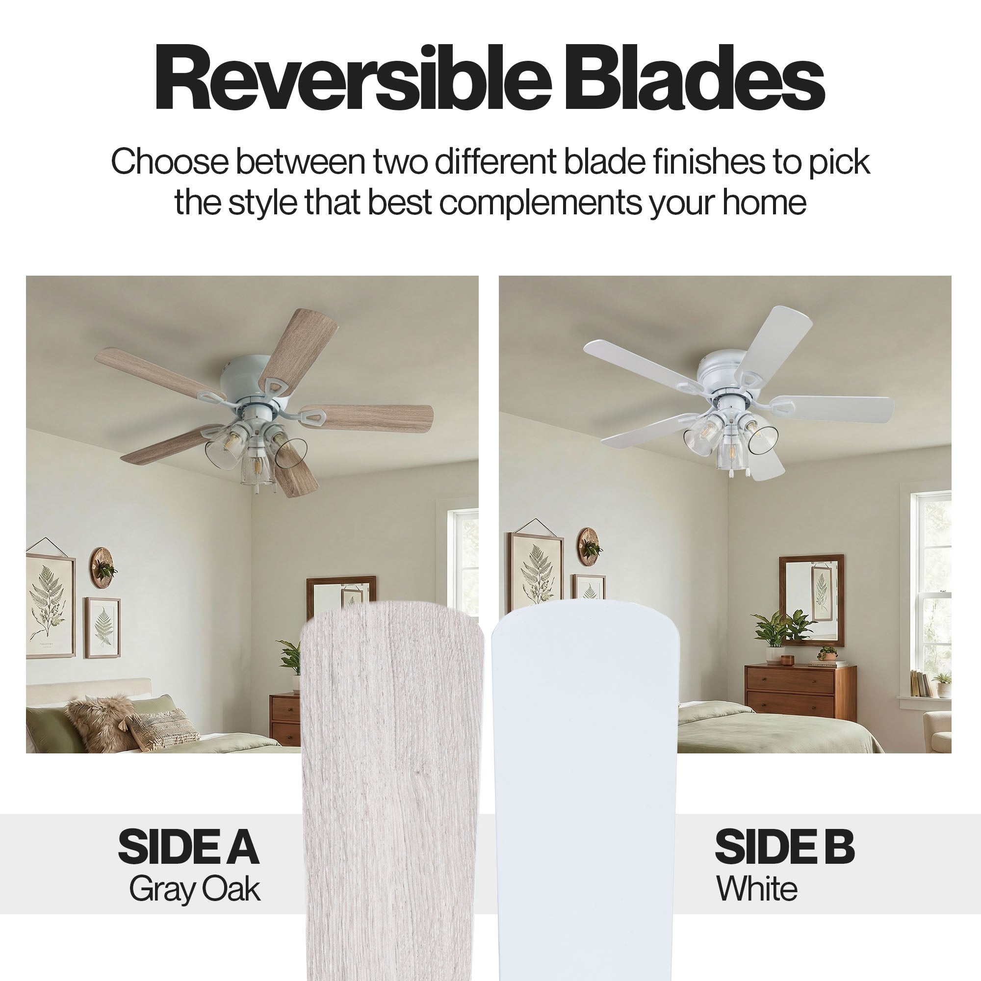 Portage Bay Renton Ceiling Fan with 5 Reversible Blades & Motor, 42", White - VMInnovations
