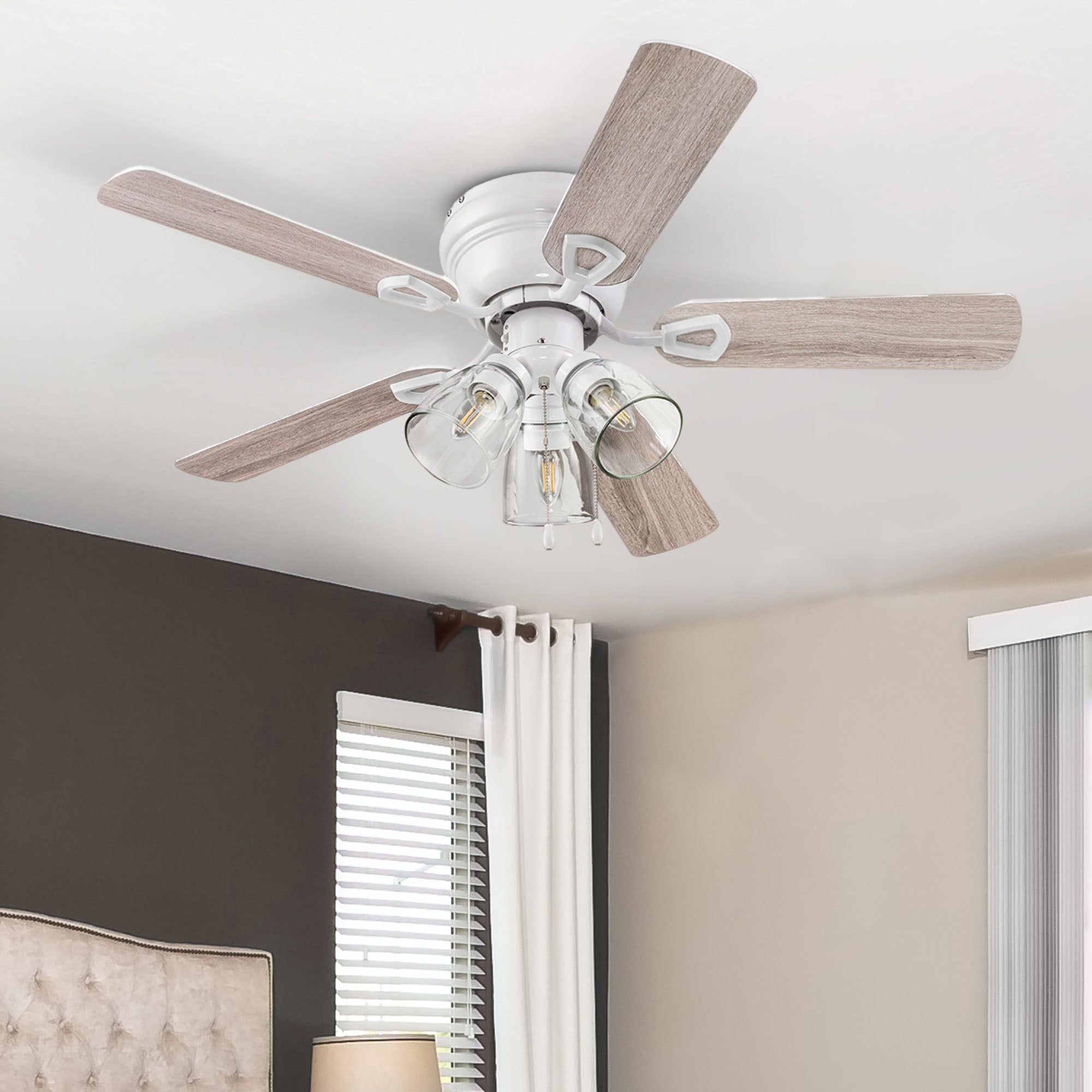 Portage Bay Renton Ceiling Fan with 5 Reversible Blades & Motor, 42", White - VMInnovations