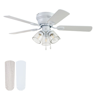 Portage Bay Renton Ceiling Fan with 5 Reversible Blades & Motor, 42", White - VMInnovations