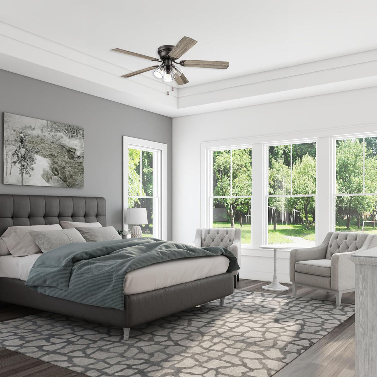 Portage Bay Renton Ceiling Fan with Reversible Motor, 52 Inch, Bronze (Open Box)