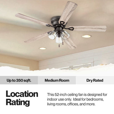 Portage Bay Renton Ceiling Fan with Quiet, Reversible Motor, 52 Inch, Bronze
