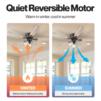 Portage Bay Renton Ceiling Fan with Quiet, Reversible Motor, 52 Inch, Bronze