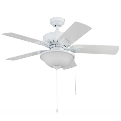 Portage Bay Viretta 42" Ceiling Fan with Light, Quiet Motor & Pull Chain, White