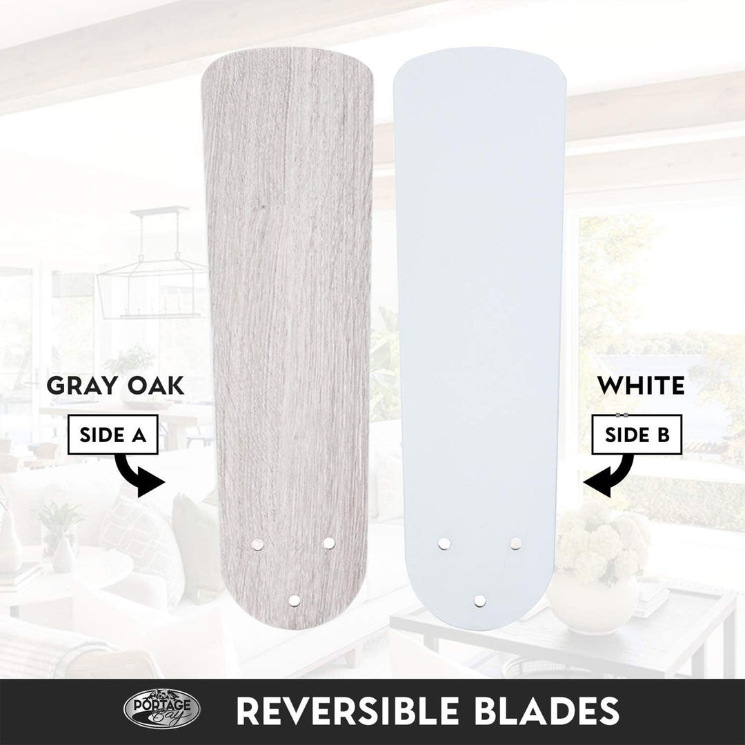 Portage Bay Renton Ceiling Fan with Quiet, Reversible Motor, 52", Brushed Nickel - VMInnovations