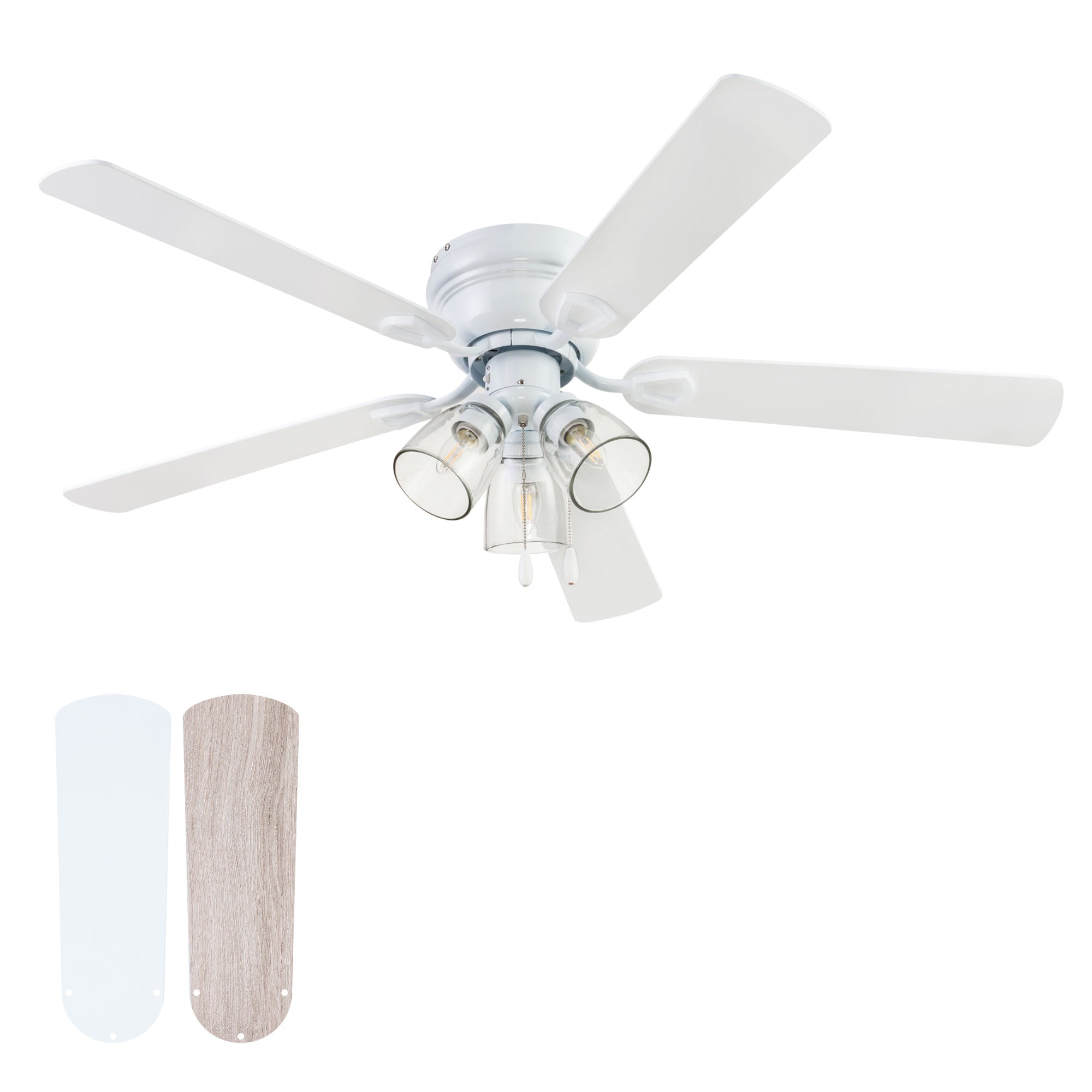 Portage Bay Renton Indoor Ceiling Fan with Quiet, Reversible Motor, 52", White - VMInnovations