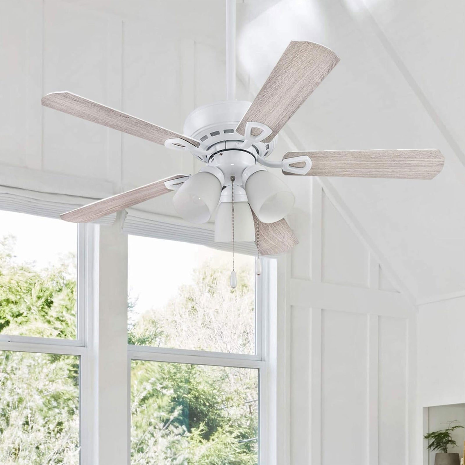 Portage Bay Miller Park Ceiling Fan w/ Reversible Blades, 44", Brushed Nickel - VMInnovations
