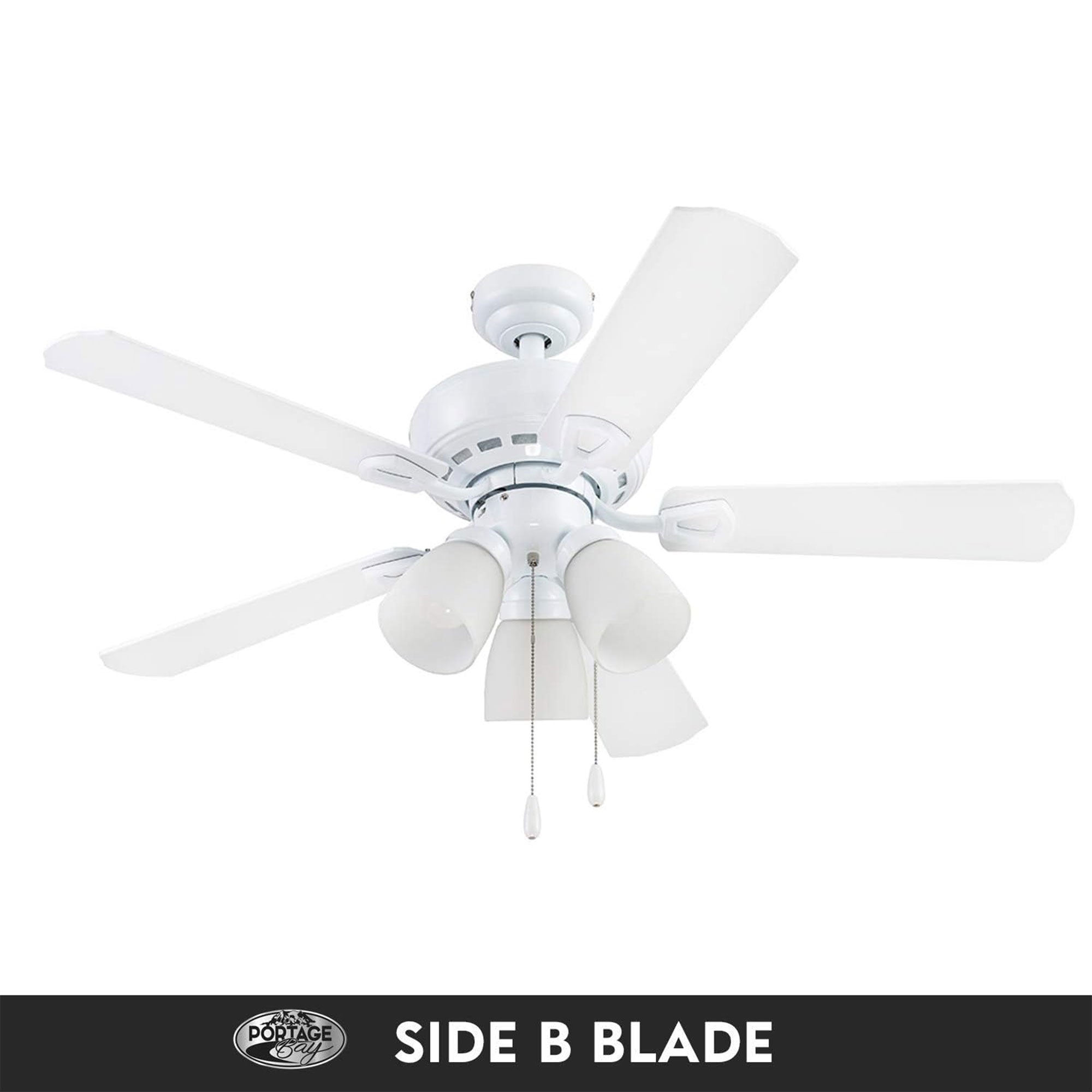Portage Bay Miller Park Ceiling Fan w/ Reversible Blades, 44", Nickel (Open Box)