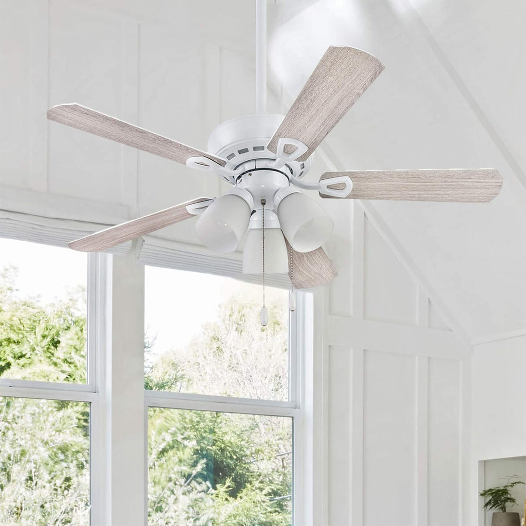 Portage Bay Miller Park Ceiling Fan w/ 5 Reversible Blades & Motor, 44", White - VMInnovations