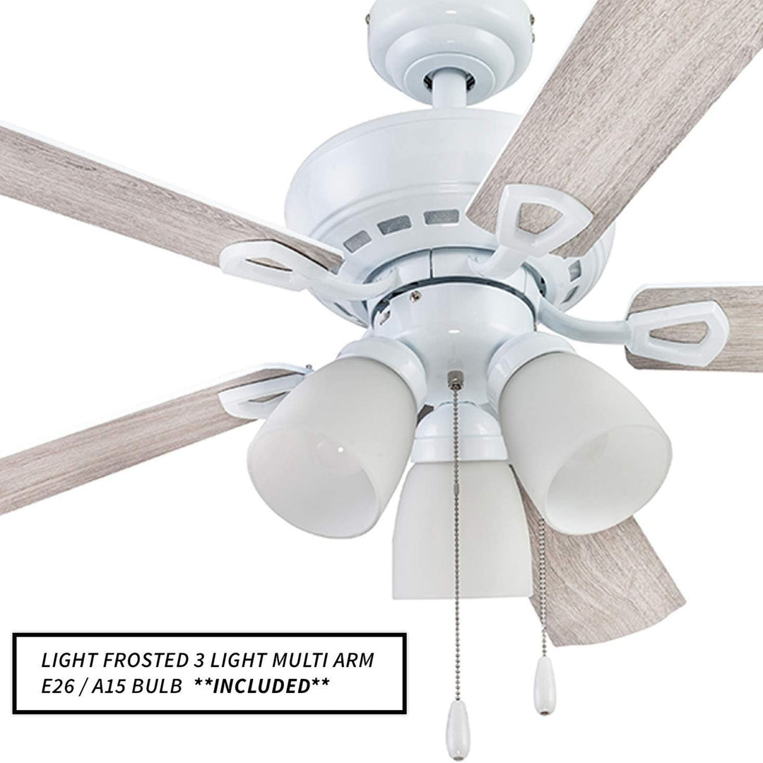Portage Bay Miller Park Ceiling Fan w/ 5 Reversible Blades & Motor, 44", White - VMInnovations