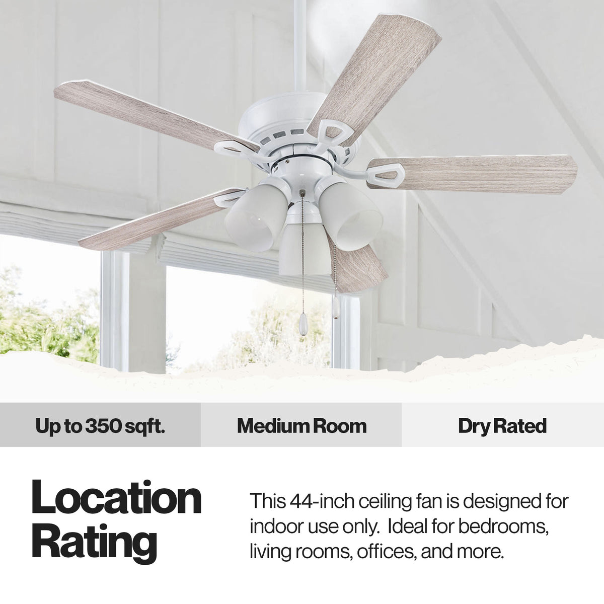 Portage Bay Miller Park Ceiling Fan w/5 Reversible Blades & Motor, 44"(Open Box) - VMInnovations