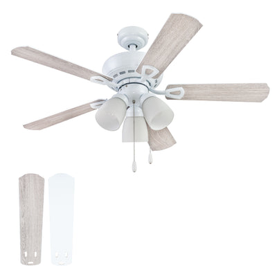 Portage Bay Miller Park Ceiling Fan w/ 5 Reversible Blades & Motor, 44", White - VMInnovations