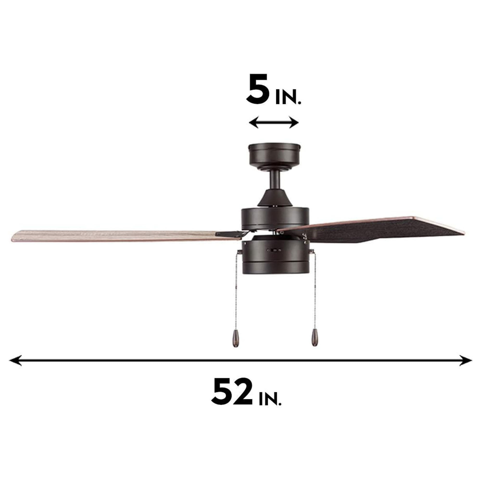 Portage Bay Madrona Indoor Ceiling Fan, Quiet, Reversible Motor, 52", Bronze - VMInnovations