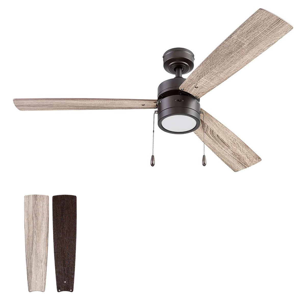 Portage Bay Madrona Indoor Ceiling Fan, Quiet, Reversible Motor, 52", Bronze - VMInnovations