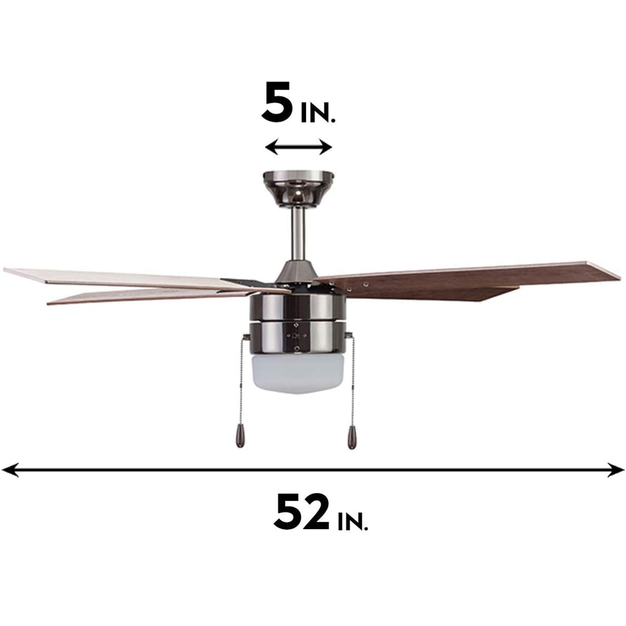 Portage Bay Madrona Indoor Ceiling Fan, Quiet, Reversible Motor, 52", Gun Metal - VMInnovations