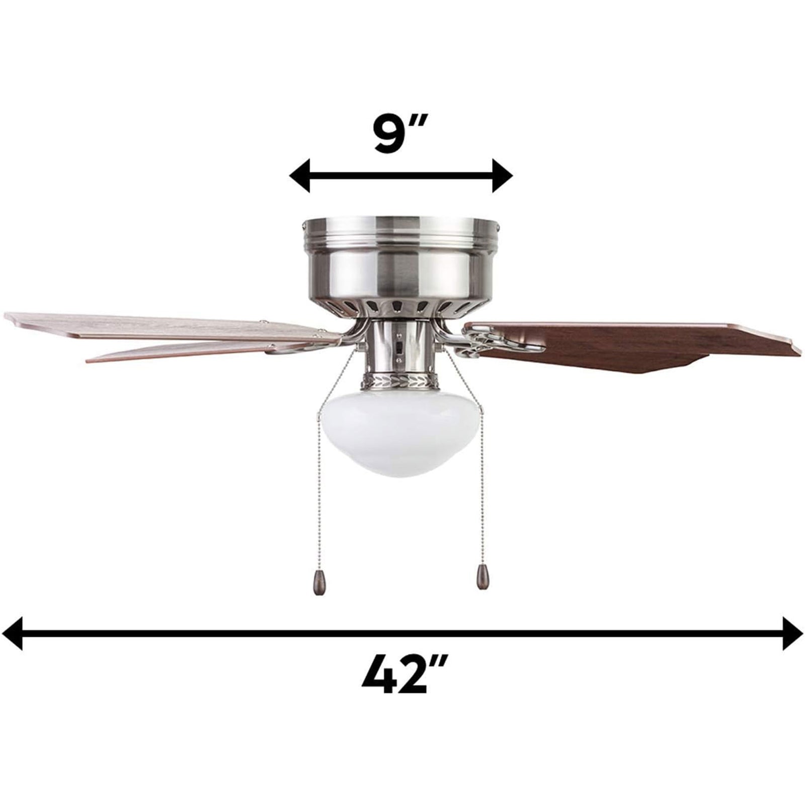 Portage Bay Indoor Ceiling Fan with Quiet, Reversible Motor, 42", Brushed Nickel - VMInnovations
