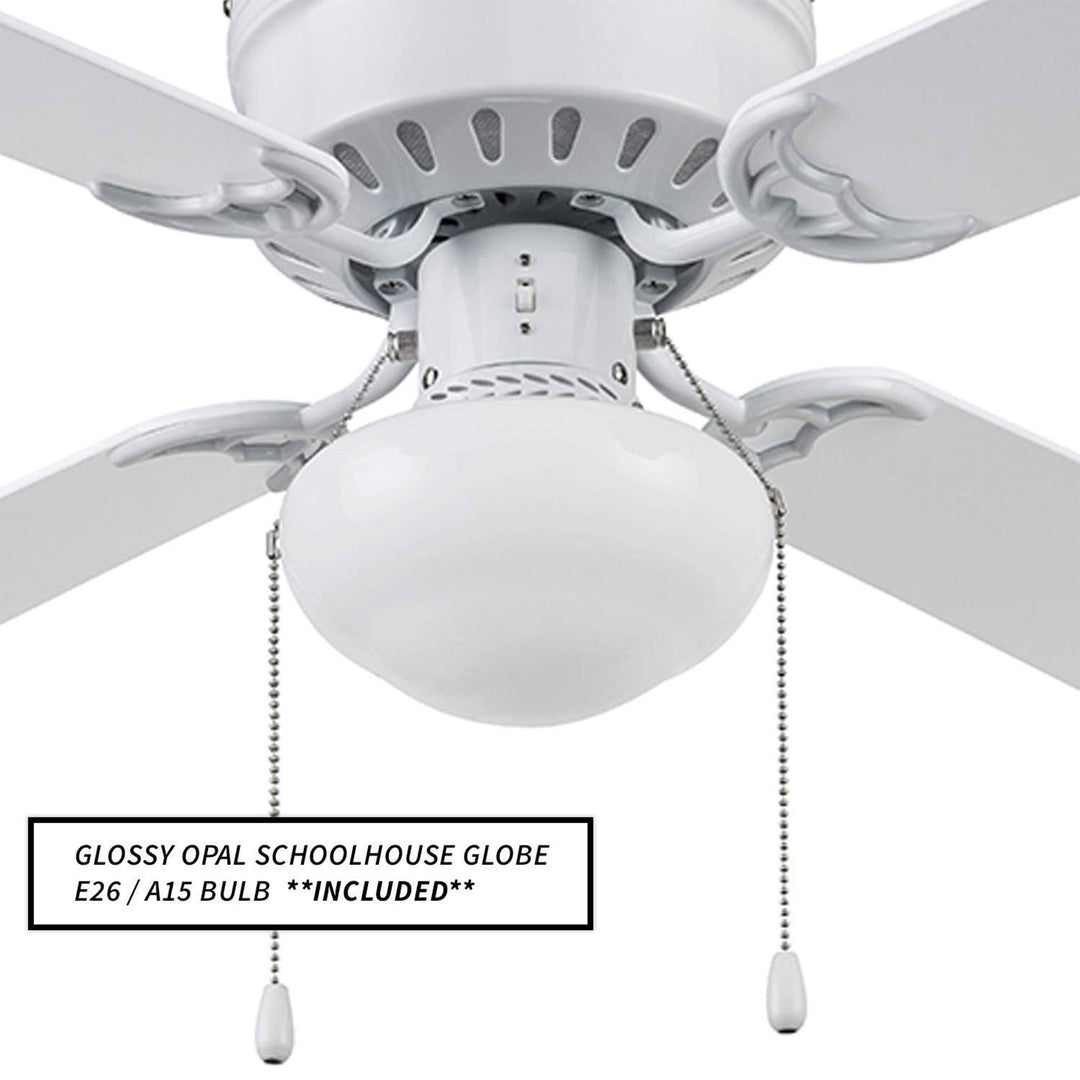 Portage Bay Cherry Hill Ceiling Fan with Quiet, Reversible Motor, 42", White - VMInnovations