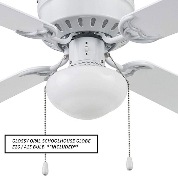 Portage Bay Cherry Hill Ceiling Fan with Quiet, Reversible Motor, 42", White - VMInnovations