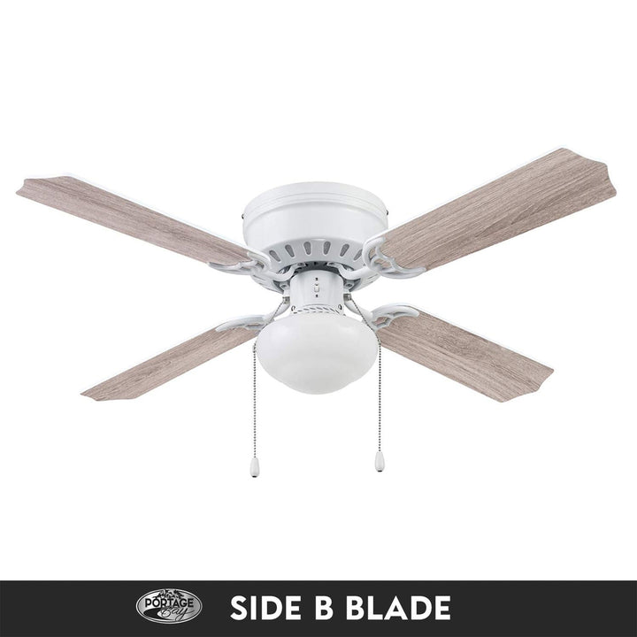 Portage Bay Cherry Hill Ceiling Fan with Quiet, Reversible Motor, 42", White - VMInnovations