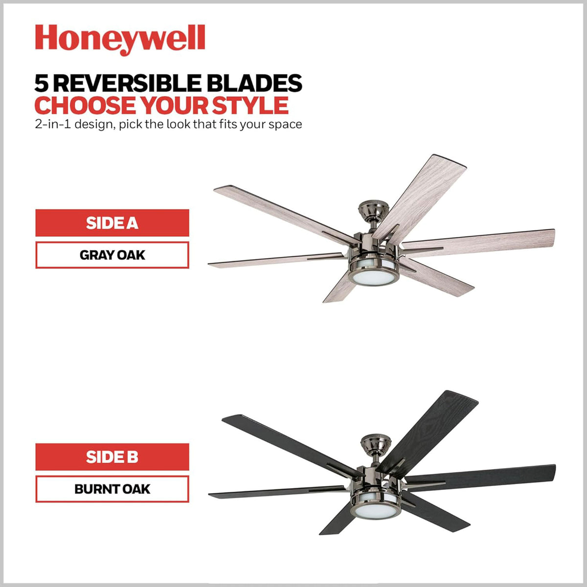 Honeywell Ceiling Fan, Quiet Motor & Remote, 56", Matte Nickel (For Parts) - VMInnovations
