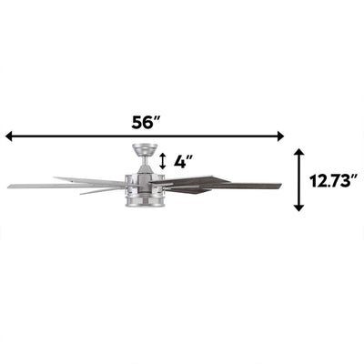 Honeywell Kaliza Ceiling Fan, Quiet Motor and Remote Control, 56", Matte Nickel - VMInnovations